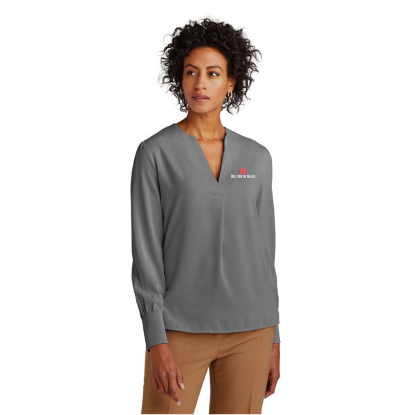 Ladies Open-Neck Satin Blouse - Image 2