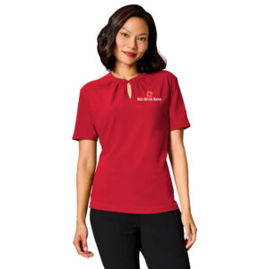 Ladies Matte Keyhole Neckline Short Sleeve Blouse