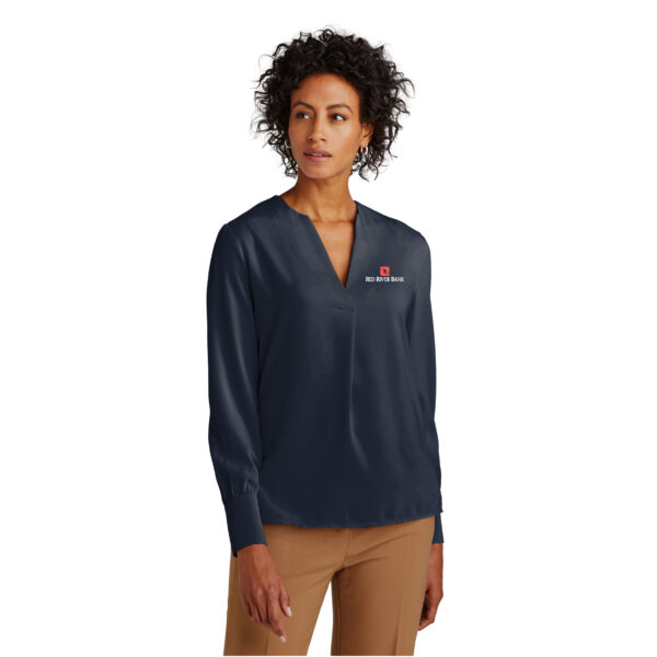 RRB/ Open-Neck Satin Blouse